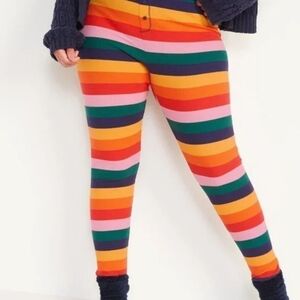 Old Navy Stripe Rainbow Leggings Thermal Lounge Pants Pajama Sleep Pants Small  